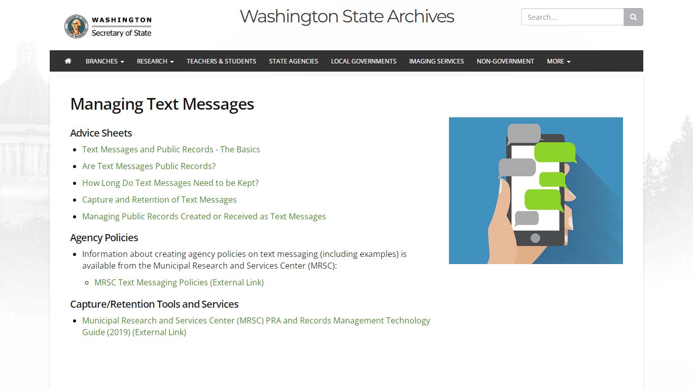 Managing Text Messages - Washington State Archives - WA ...